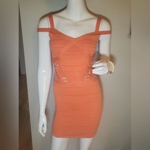Beautiful Orange / Tiger Color Bandage Dress Small Size